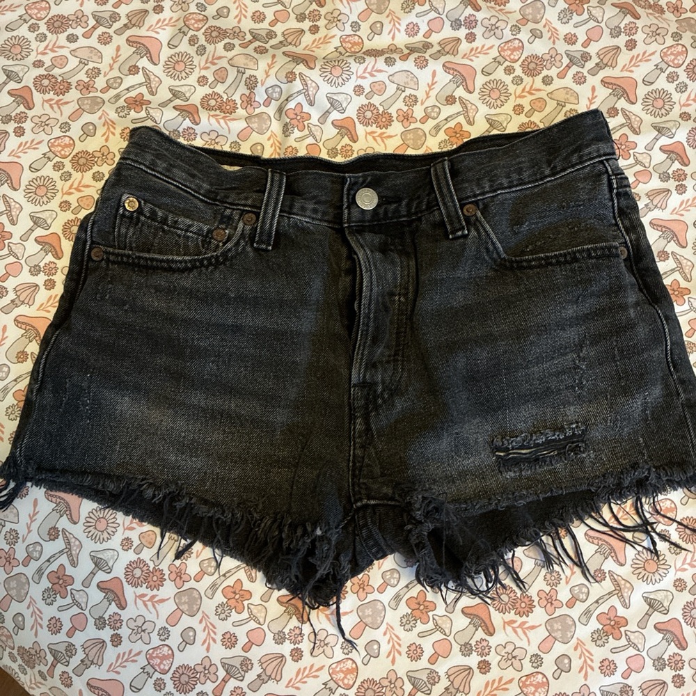 Levi's Women's Distressed Black Jean Shorts